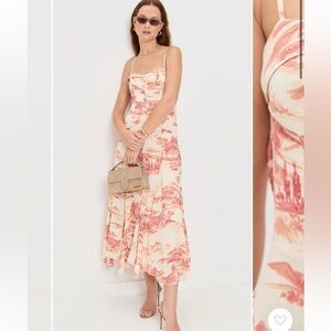 Reformation Fredo Dress Dolce Vita Size 6 NWT Sweetheart Midi Backless Toile Pri